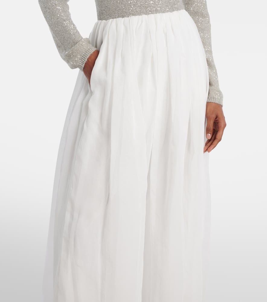 Cotton and tulle midi skirt