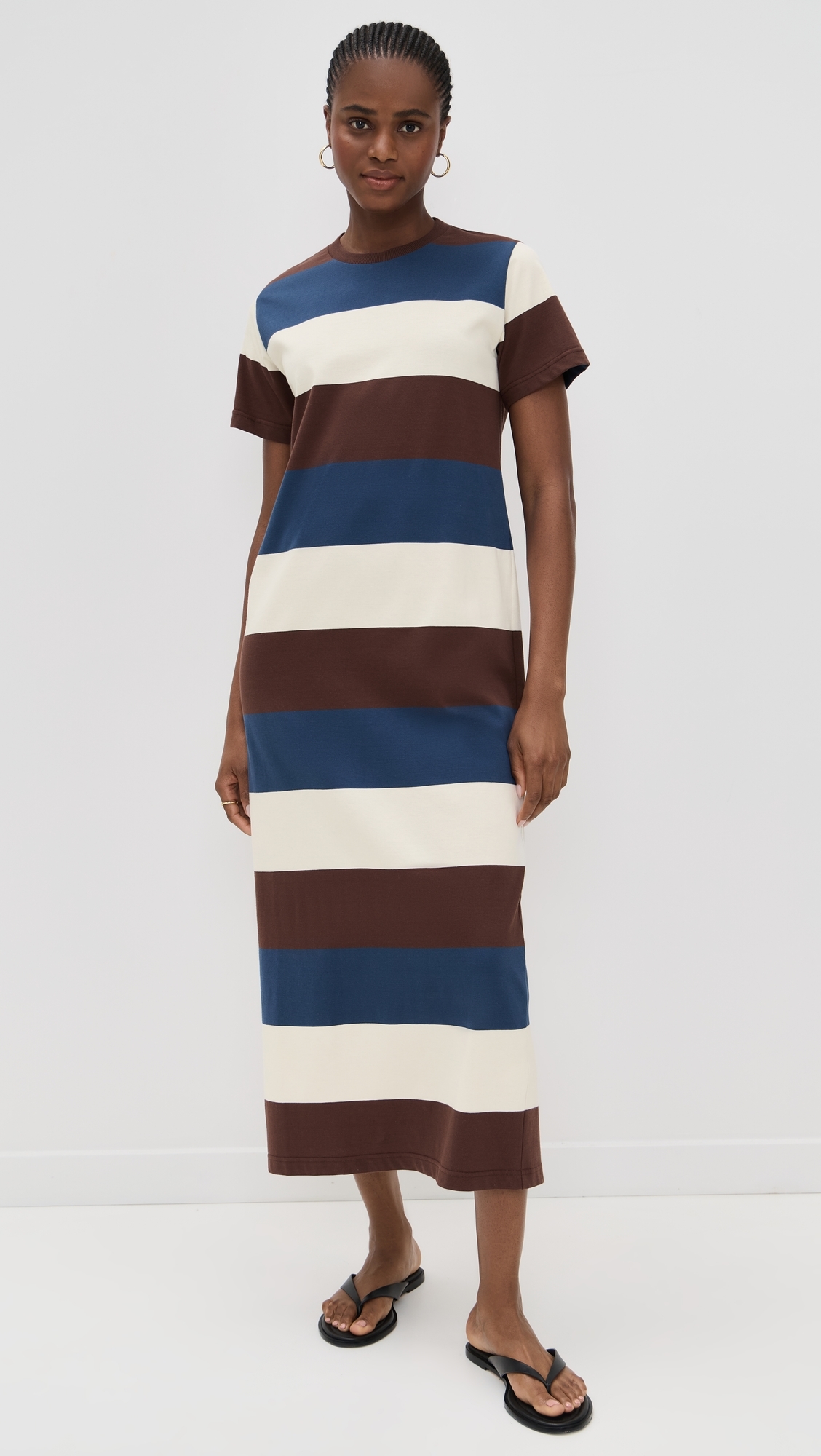 Grace Midi Dress Chocolate/Blue/Ivory