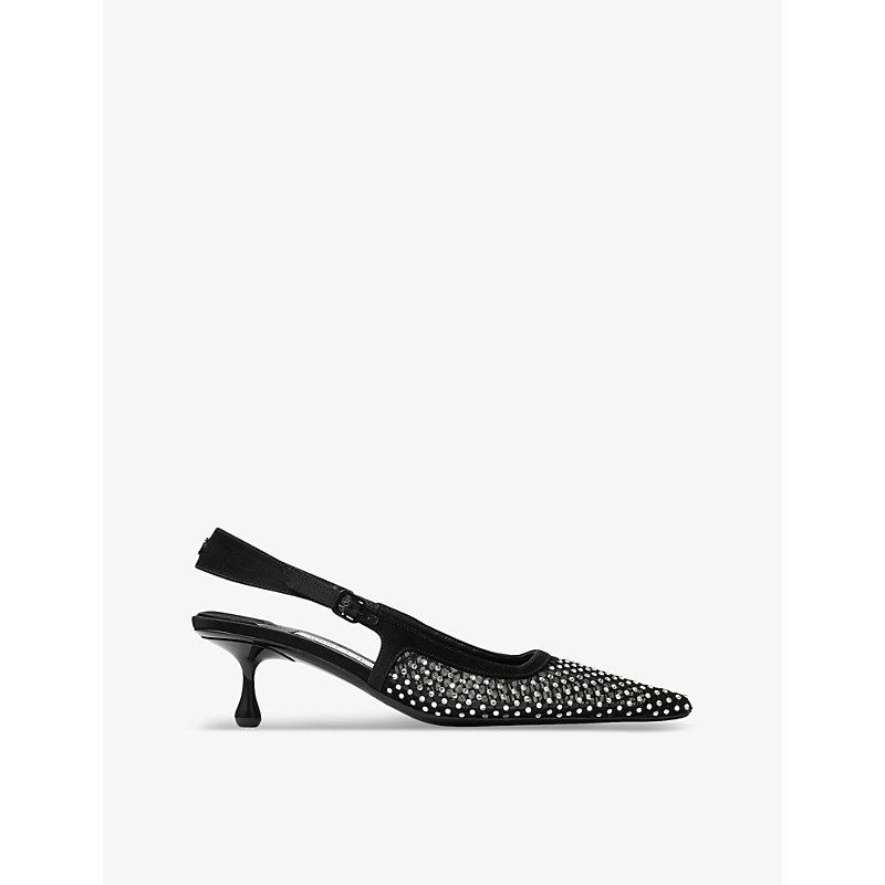 Womens Black/crystal Amel 50 Crystal-embellished Mesh Heeled Courts