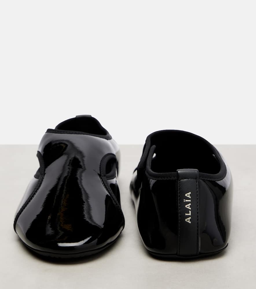 Alaïa Criss Cross leather-trimmed ballet flats