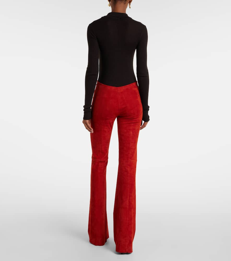 Gege high-rise suede flared pants