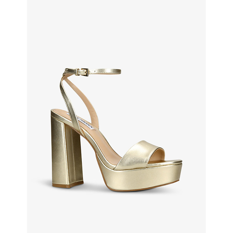 Womens Champagne Lessa Platform-heel Faux-leather Sandals