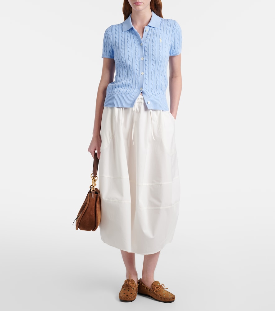 Cotton poplin midi skirt