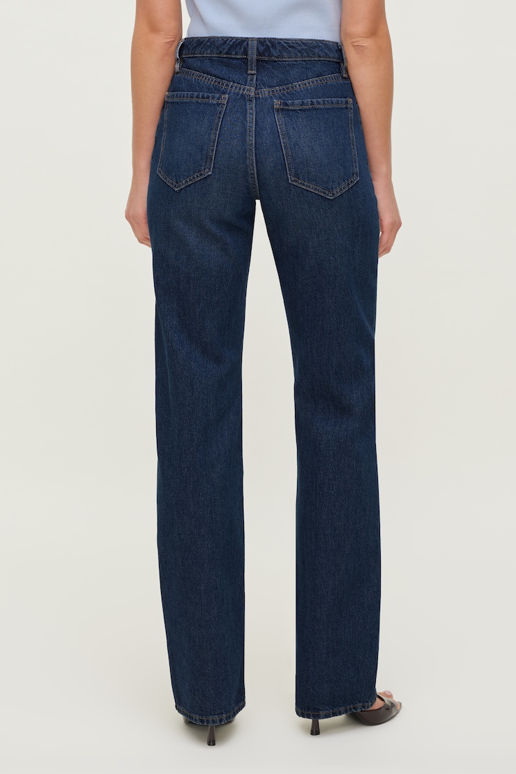 Cara Rigid High Rise Straight Leg Jeans - Blue - Women Clothing