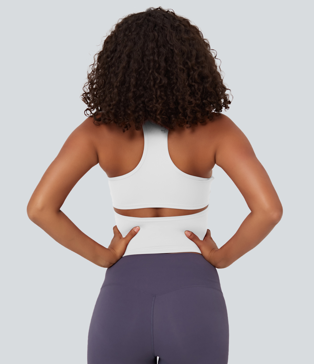 SoftlyZero™ Plush U Neck Racerback Cut Out Cropped Yoga Tank Top Tank Top - White