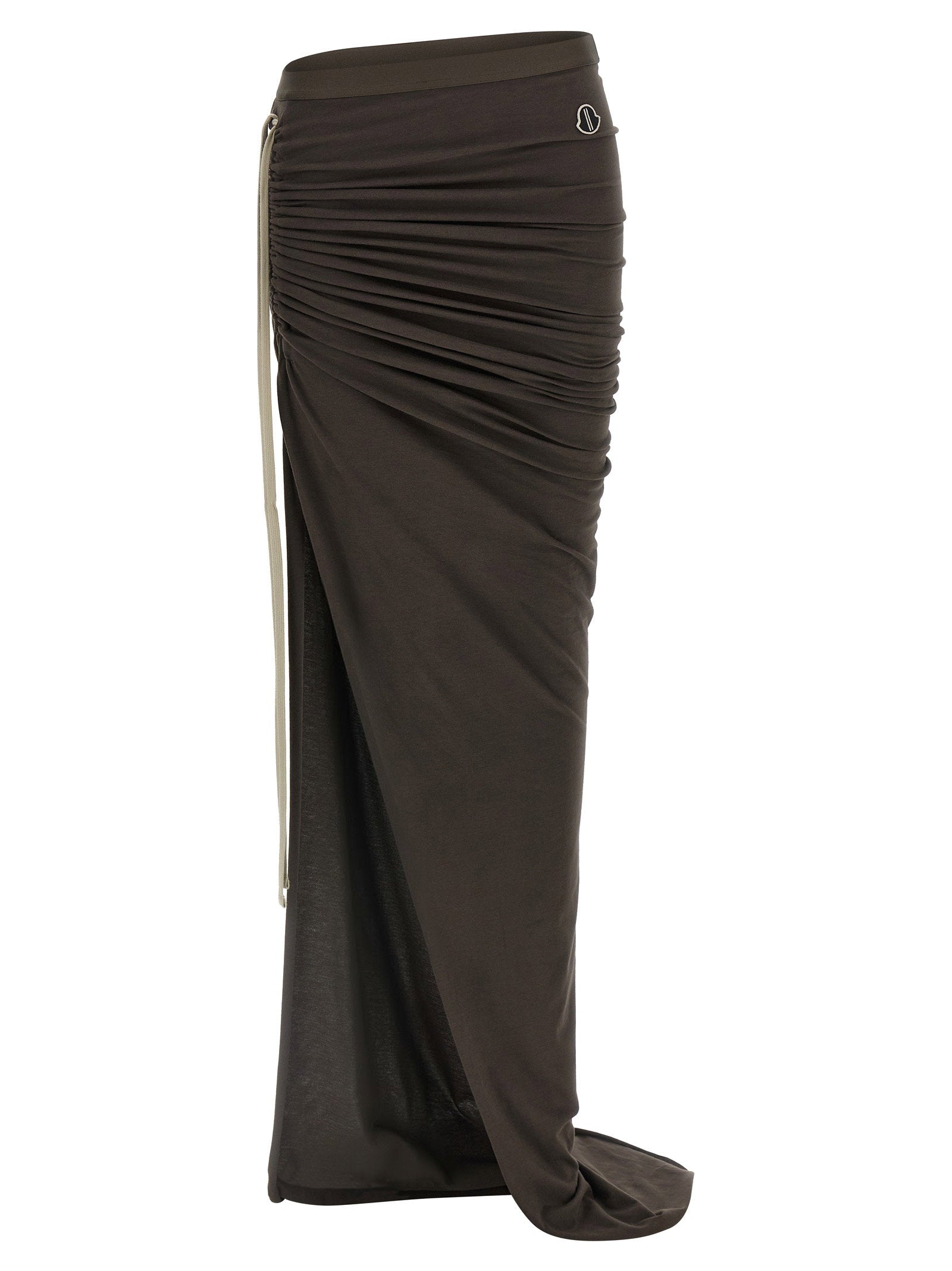 Drawstring Cotton Jersey Skirt — Black