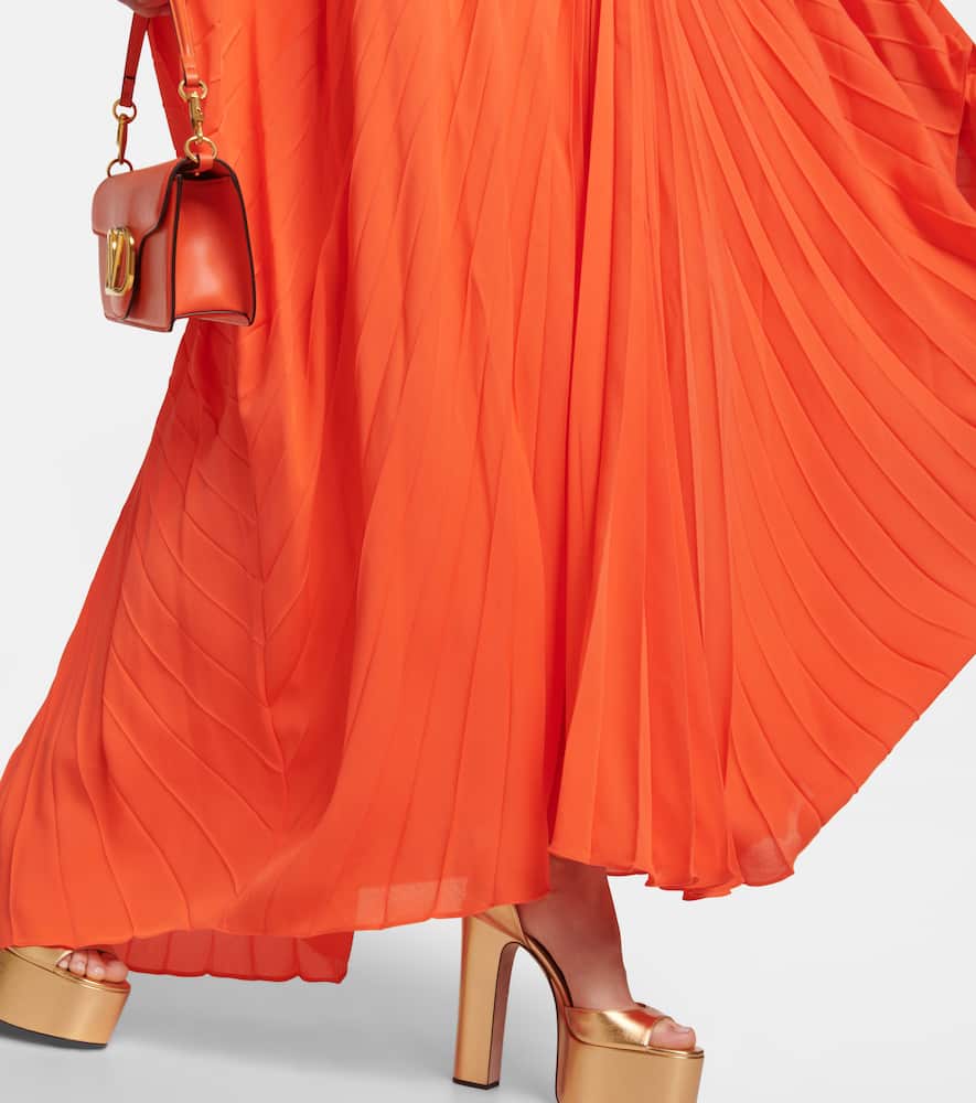Pleated silk midi dress