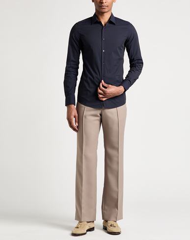 Man Shirt Midnight blue Size 15 Cotton, Polyamide, Elastane