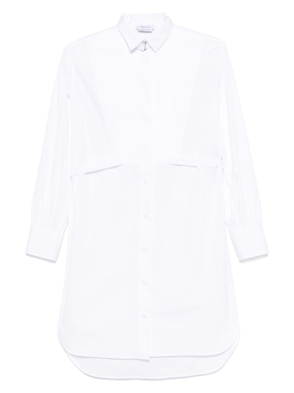 Pleated panel shirt dress - White