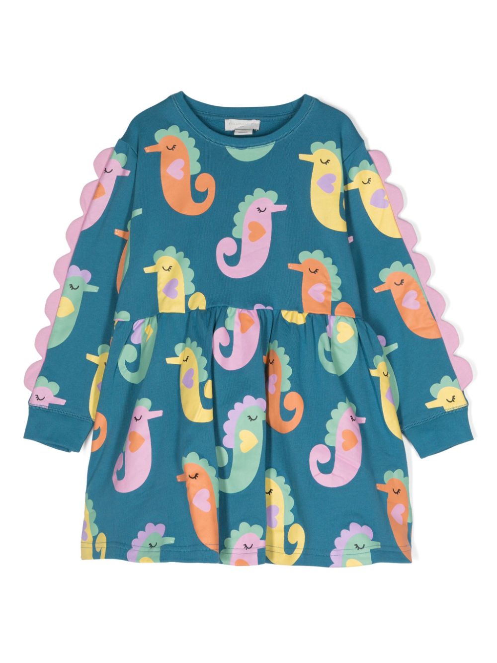 Seahorse-print organic-cotton dress - Blue
