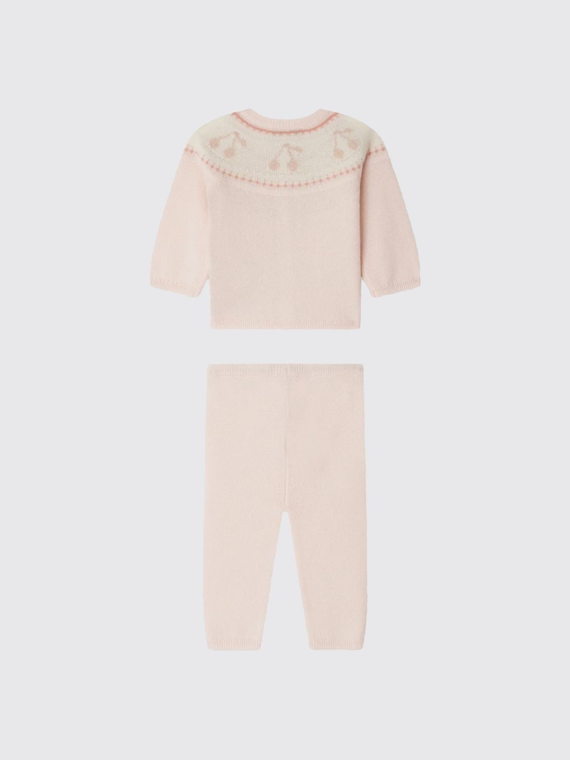 Embroidered knitted trouser set - Pink