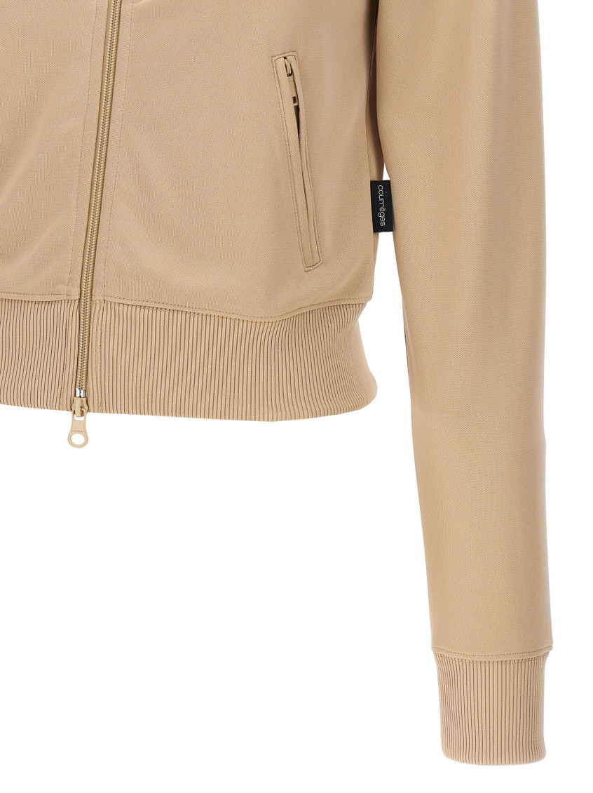 Beige Solid Mock Collar Sweatshirt