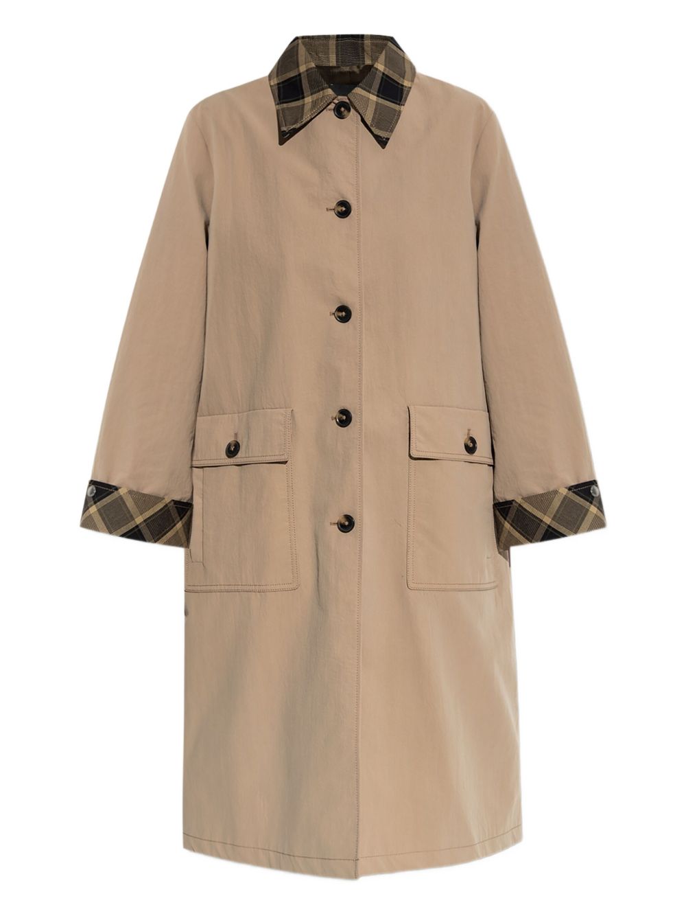 Checked-trim coat - Neutrals