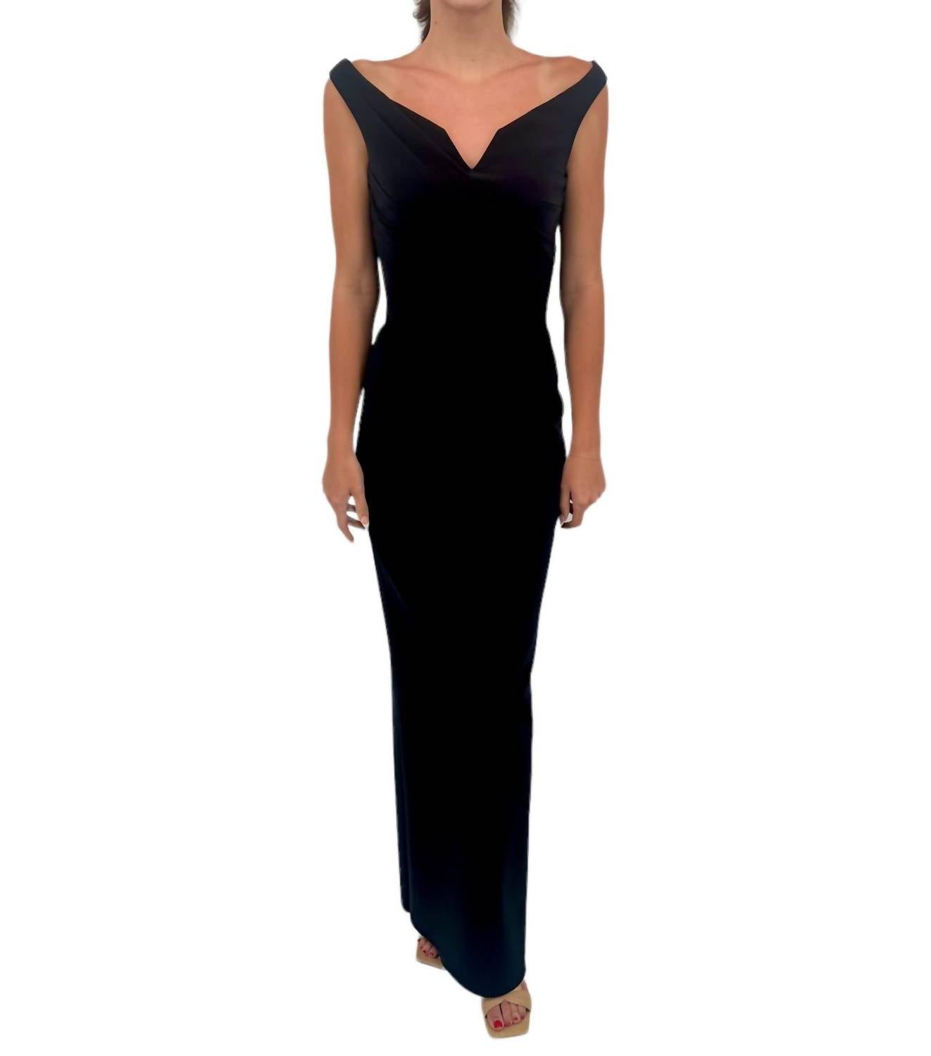 Mix Jersey Lucrecia Gown In Black
