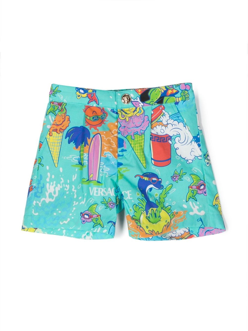 Logo-detail graphic-print shorts - Green