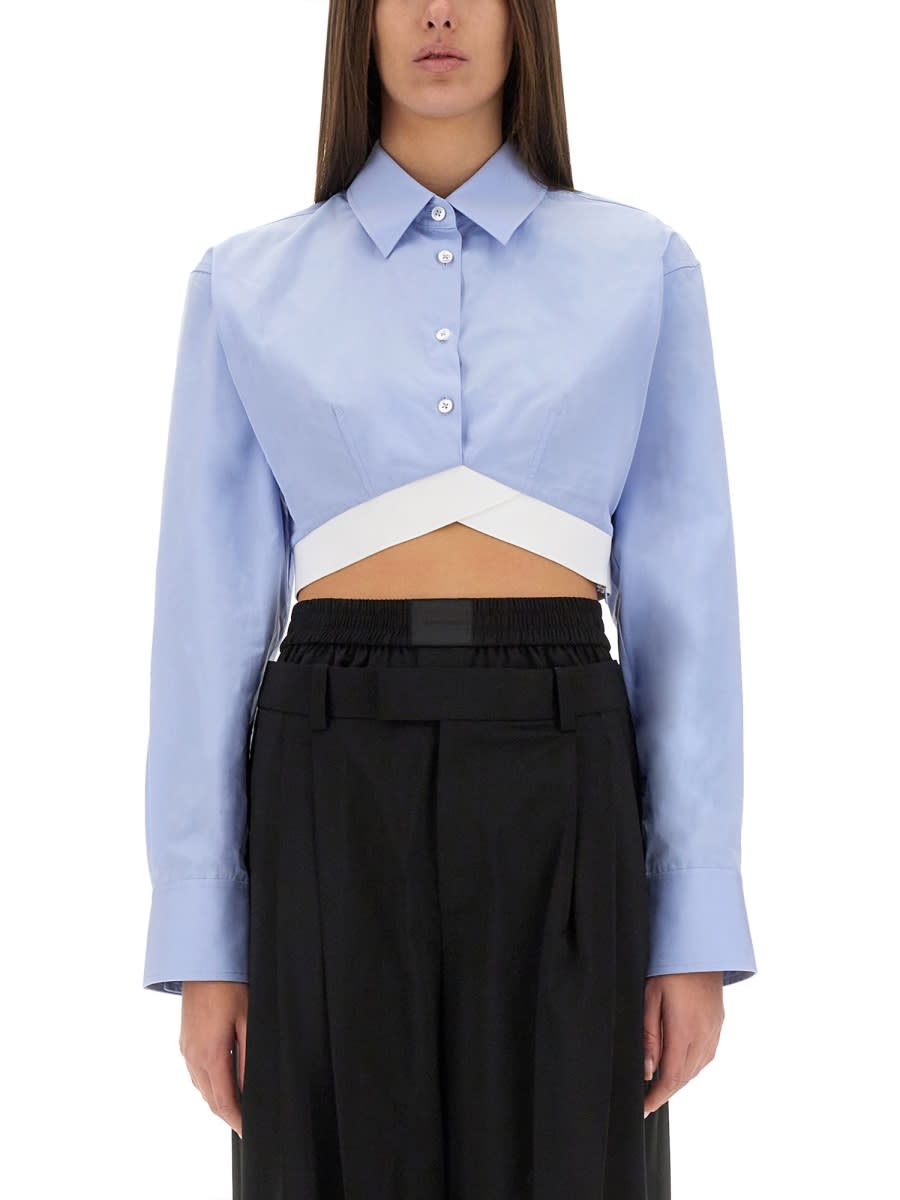 Logo-band cropped shirt - Blue