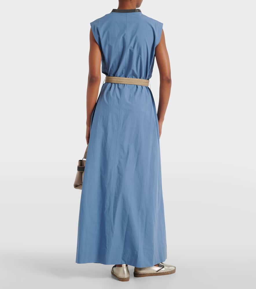 Embellished cotton poplin maxi dress