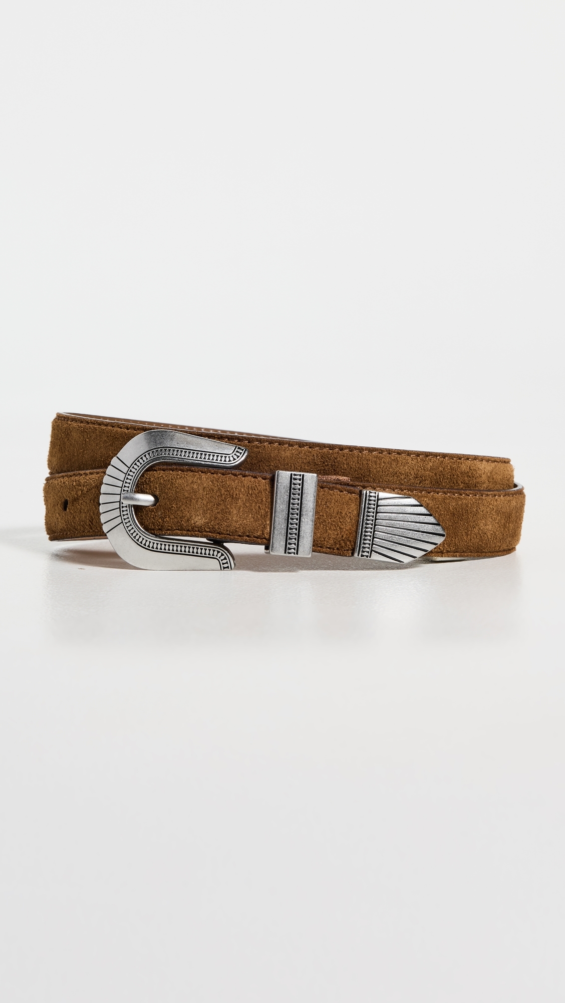 Overt Western Belt Warm Chestnut Suede