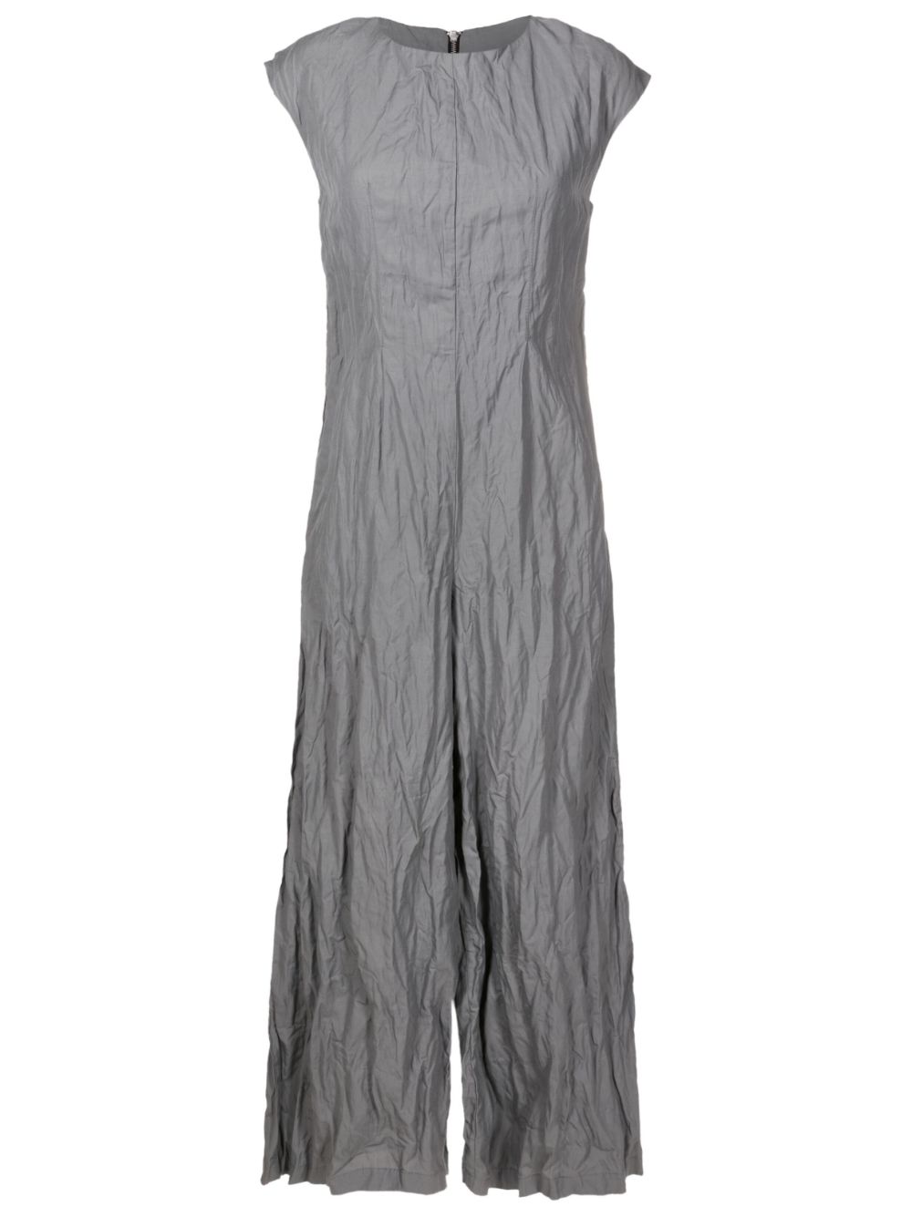 Crinkled-finish wide-leg jumpsuit - Grey