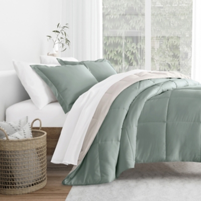 IEnjoy Home King/California King Comforter Set, Eucalyptus/Natural