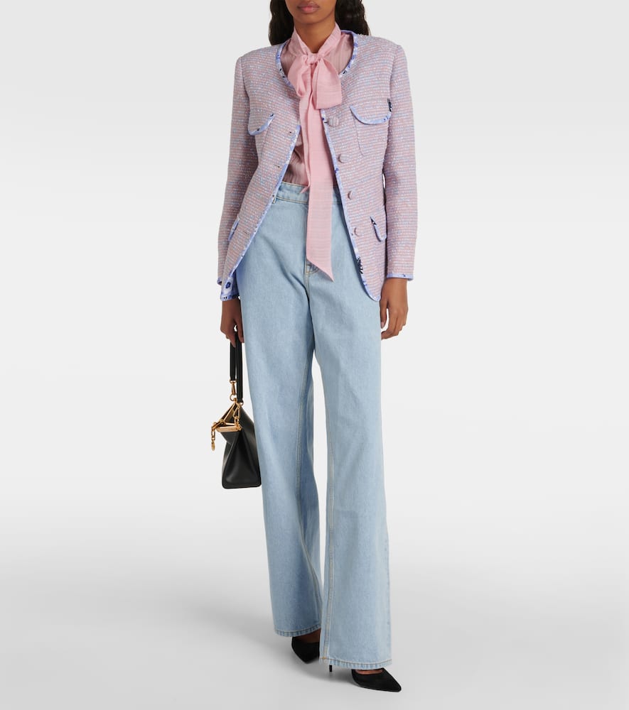 Checked wool-blend tweed jacket