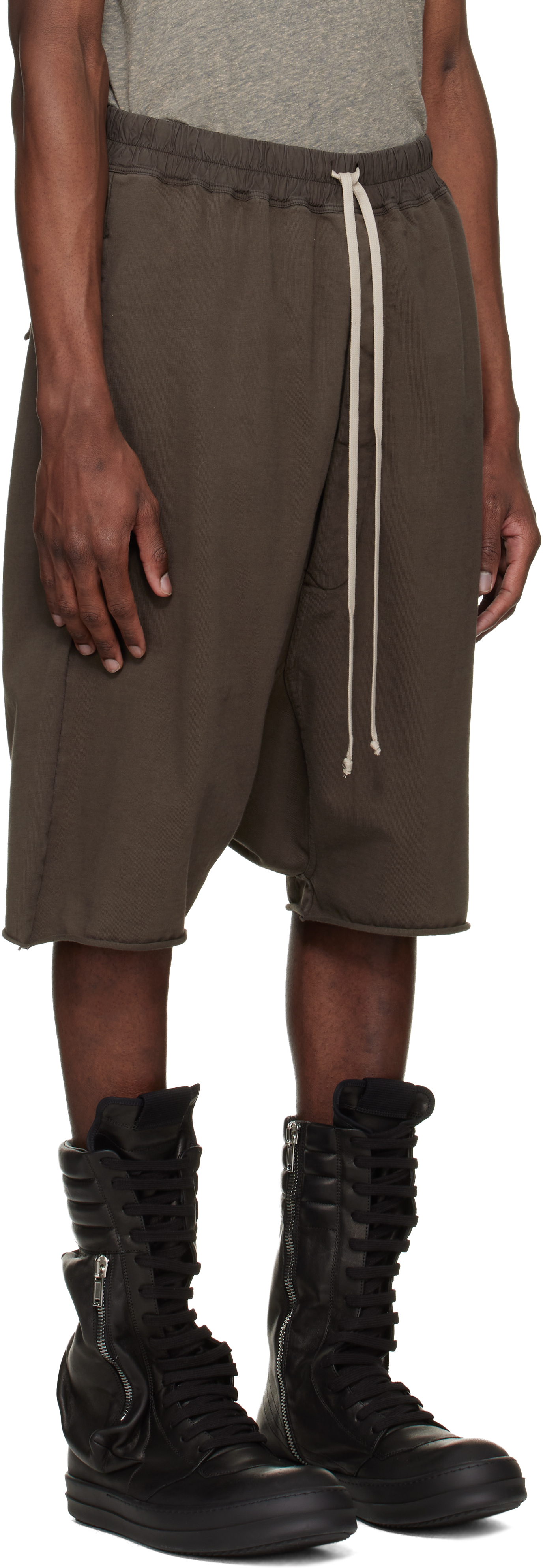 Brown Temple Drawstring Pod Shorts