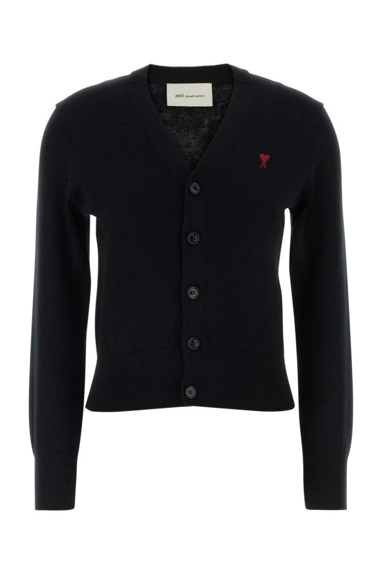 Ami Paris - heart cardigan with ribbed cuffs and v-neckline