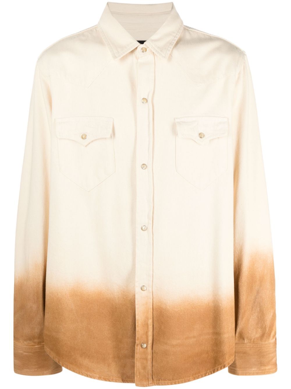 Denim Overshirt With Dip-dye Effect