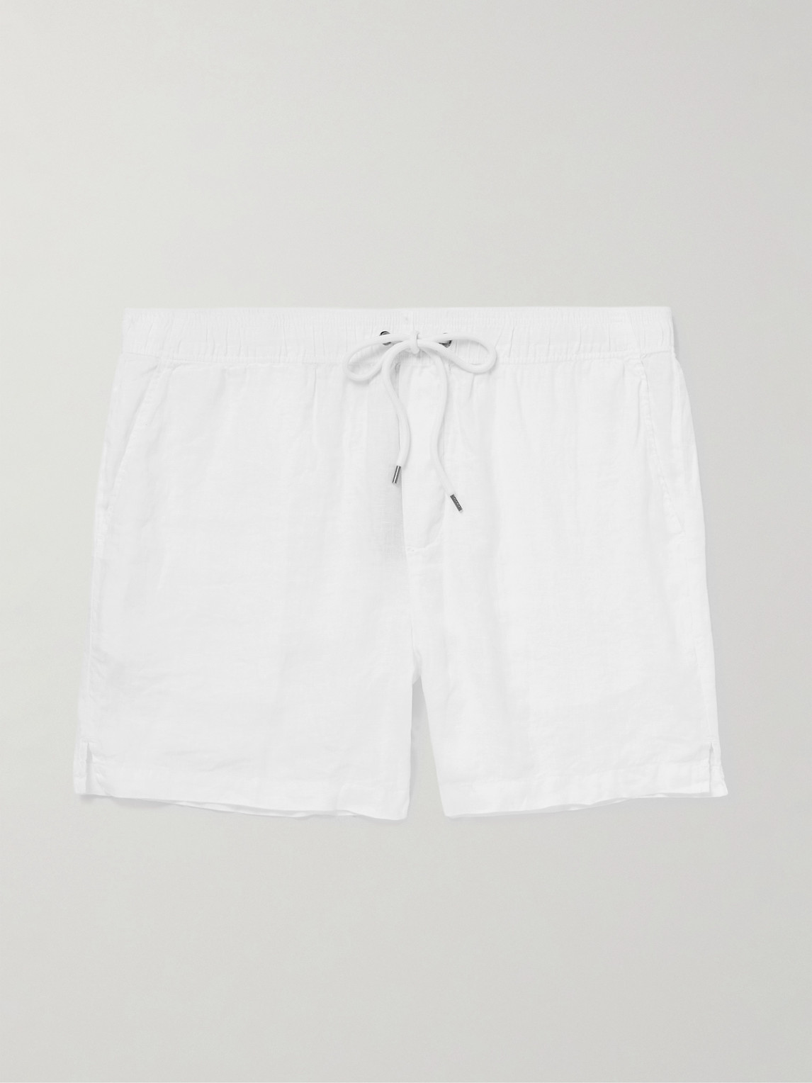 Straight-Leg Garment-Dyed Linen Drawstring Shorts - Men - White
