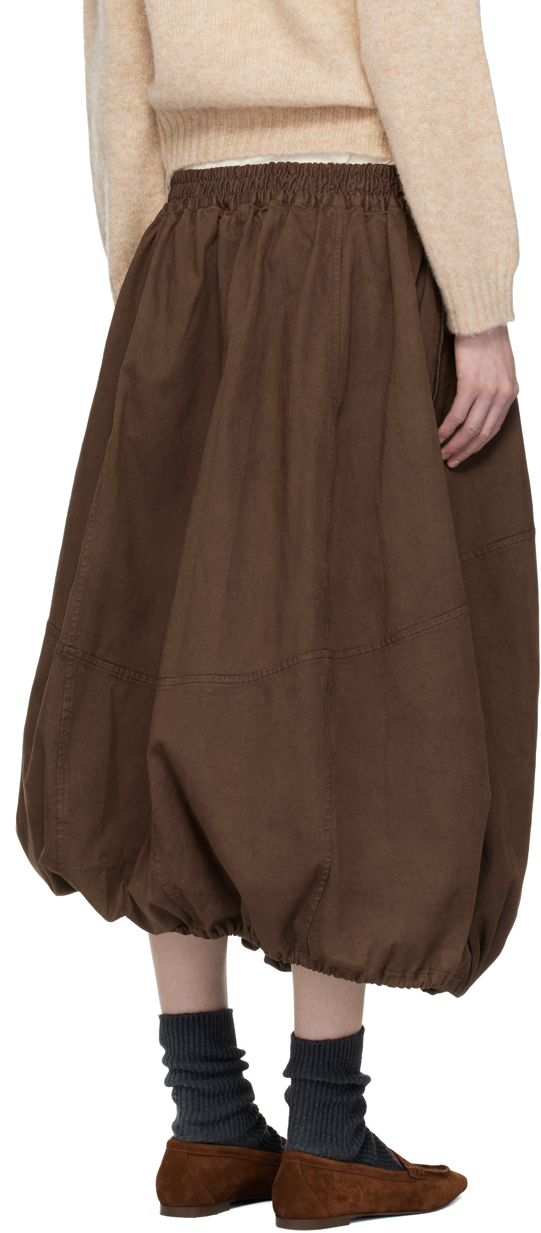Brown Parachute Maxi Skirt