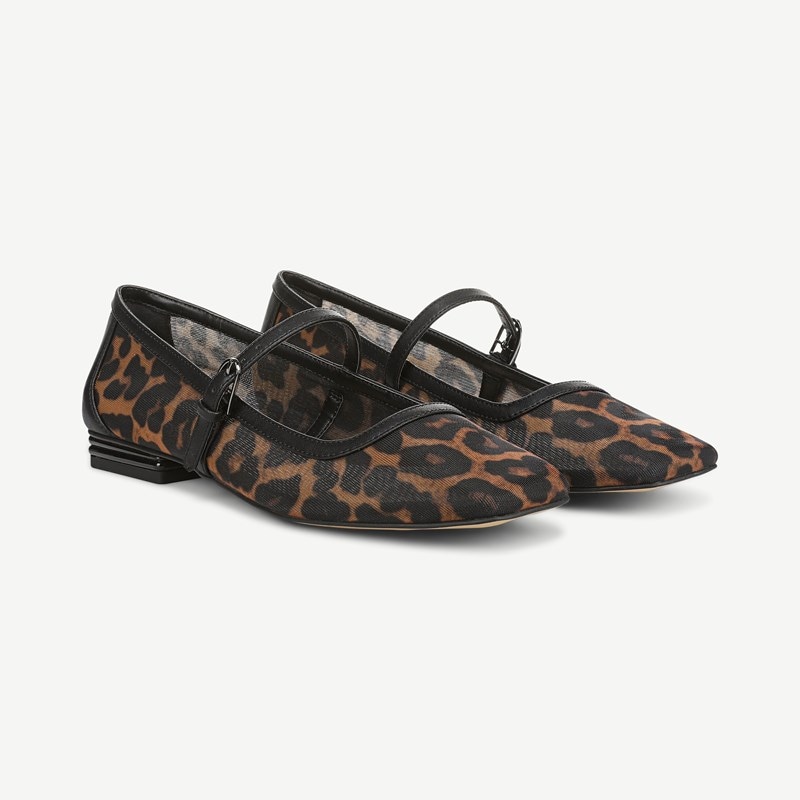 Tinsley Mary Jane Flat Shoes Dark Leopard Print Mesh