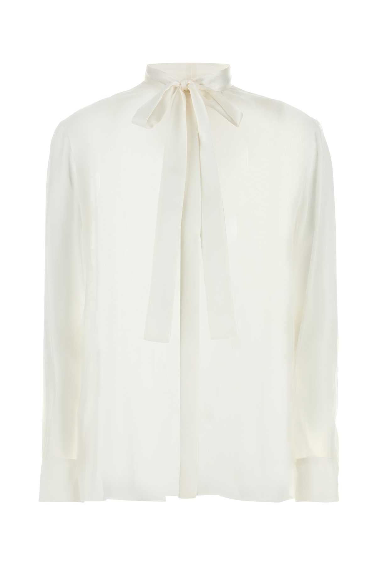 Silk Tie-Neck Shirt — White