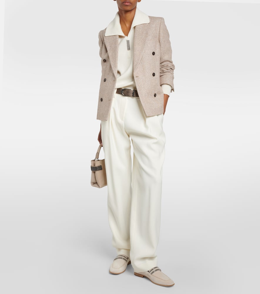 High-rise gabardine wide-leg pants