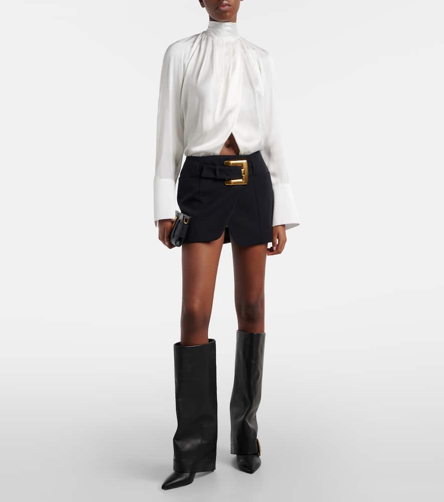 Draped silk satin blouse