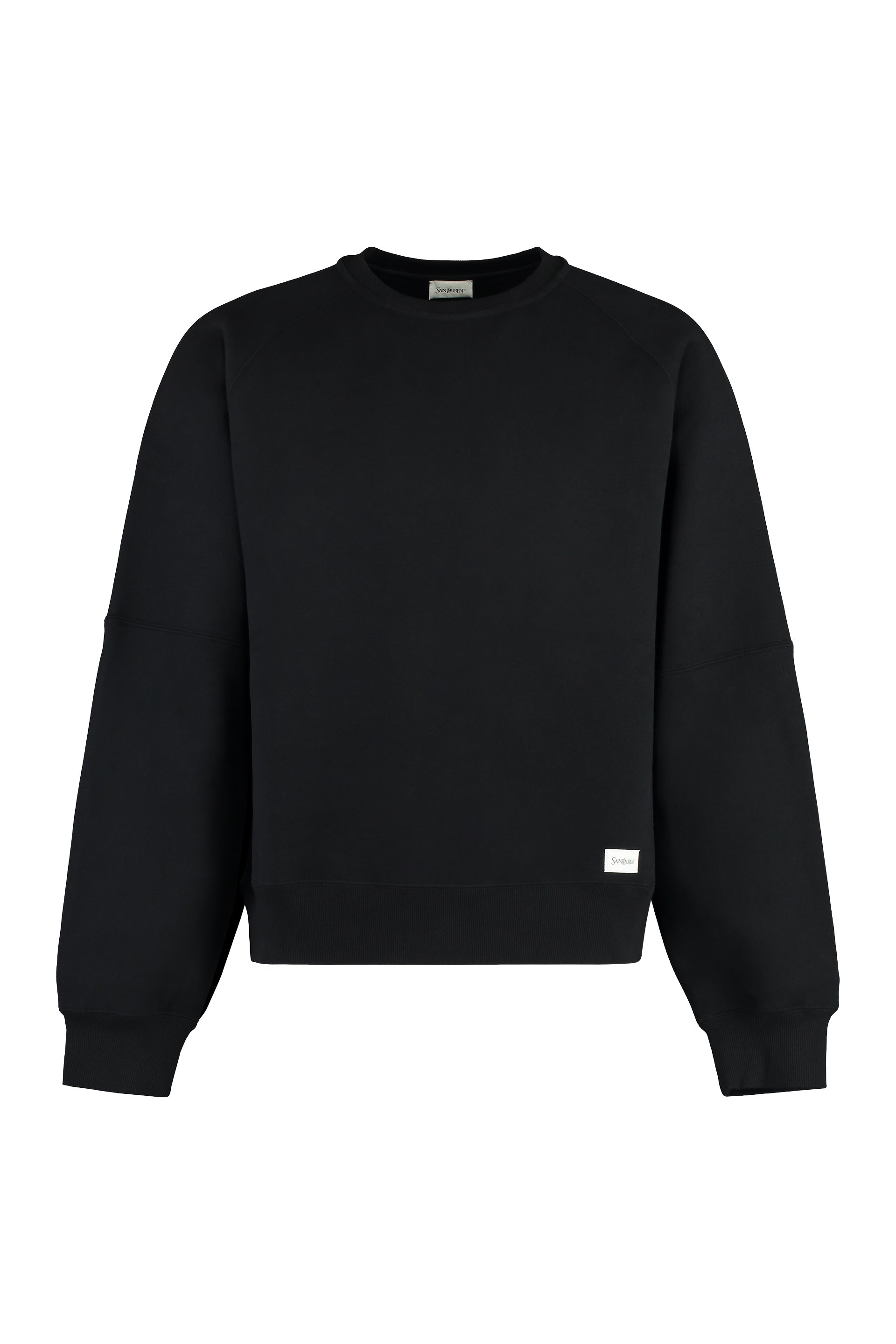 Crew-Neck Cotton Sweatshirt — Black