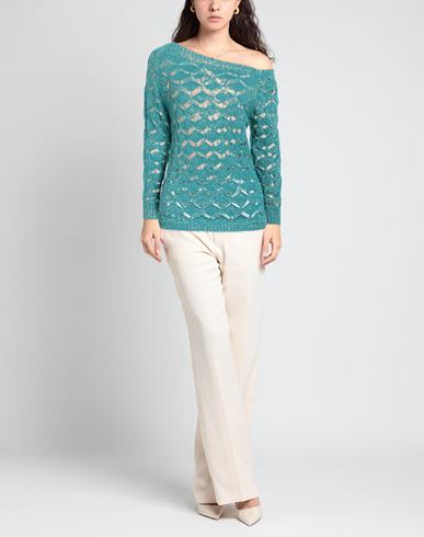 Pink Memories Woman Sweater Turquoise Size 6 Cotton, Acrylic, Metallic Polyester, Polyamide