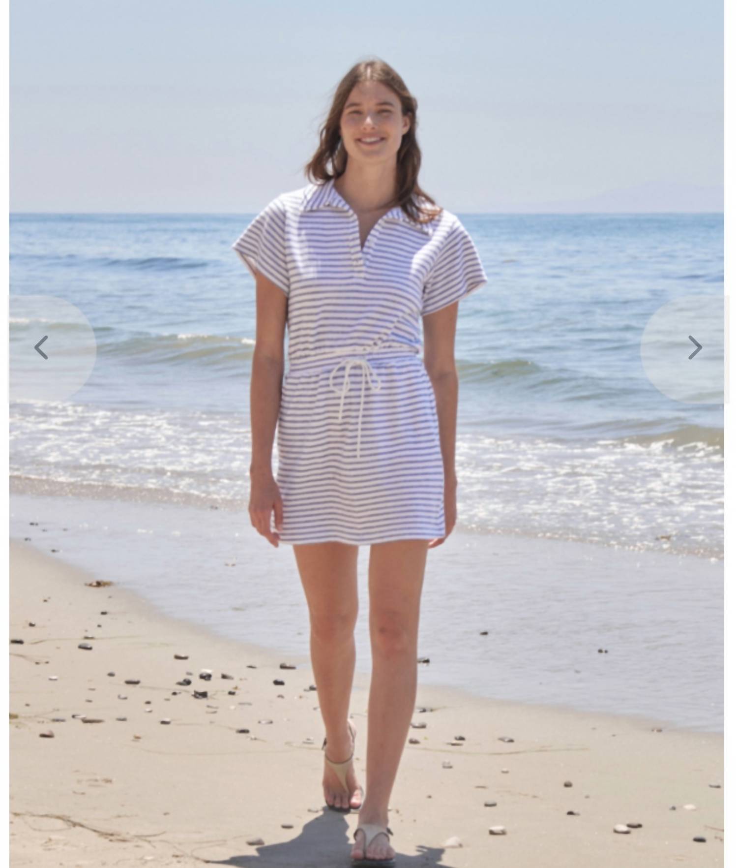 Short-Sleeve Stripe Dress In White