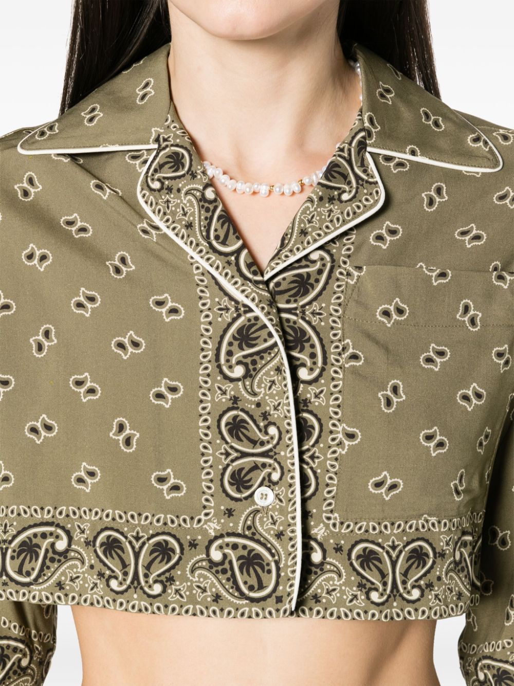 Paisley-print cropped shirt - Green