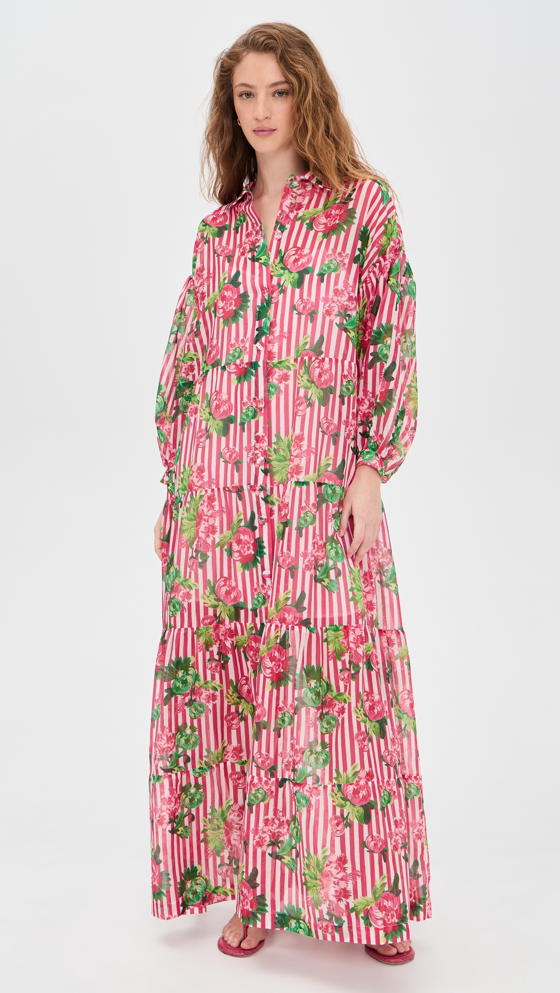 Soleil Maxi Dress Pivoines Stripe