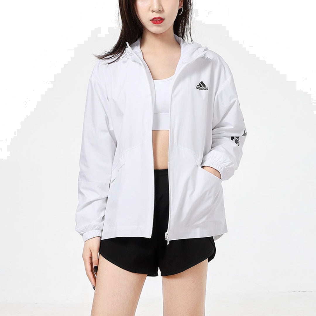 (WMNS) Essentials Oversize Logo Windbreaker Asia Sizing 'White Black'
