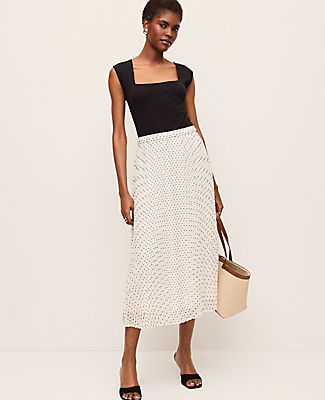Ann Taylor Polka Dot Chiffon Midi Skirt