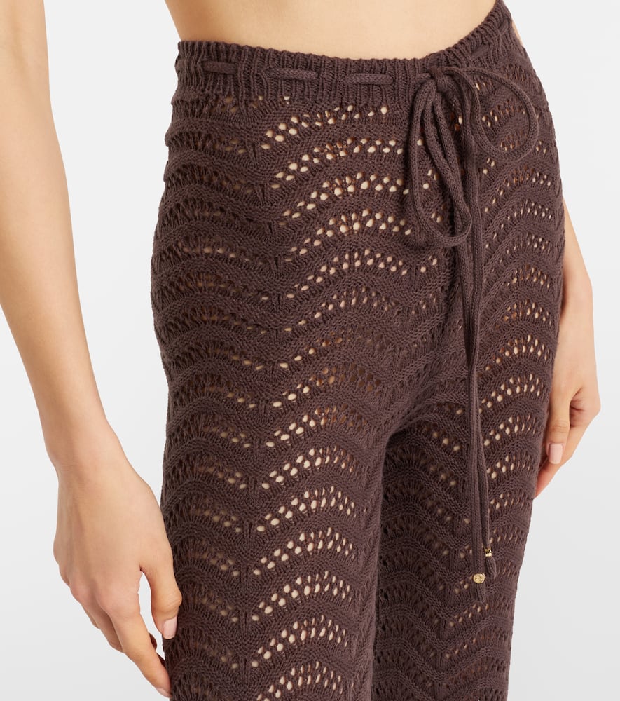Kim open-knit cotton-blend flared pants