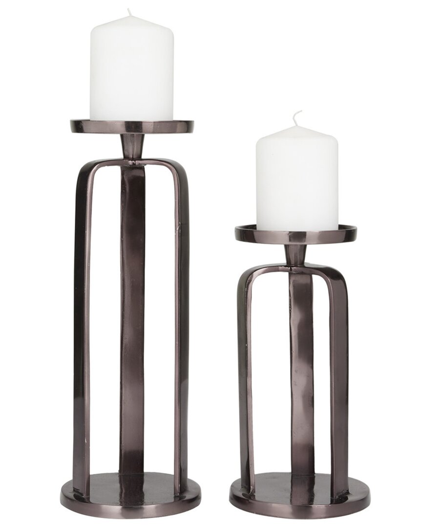 Set Of 2 Aluminum Candle Holders