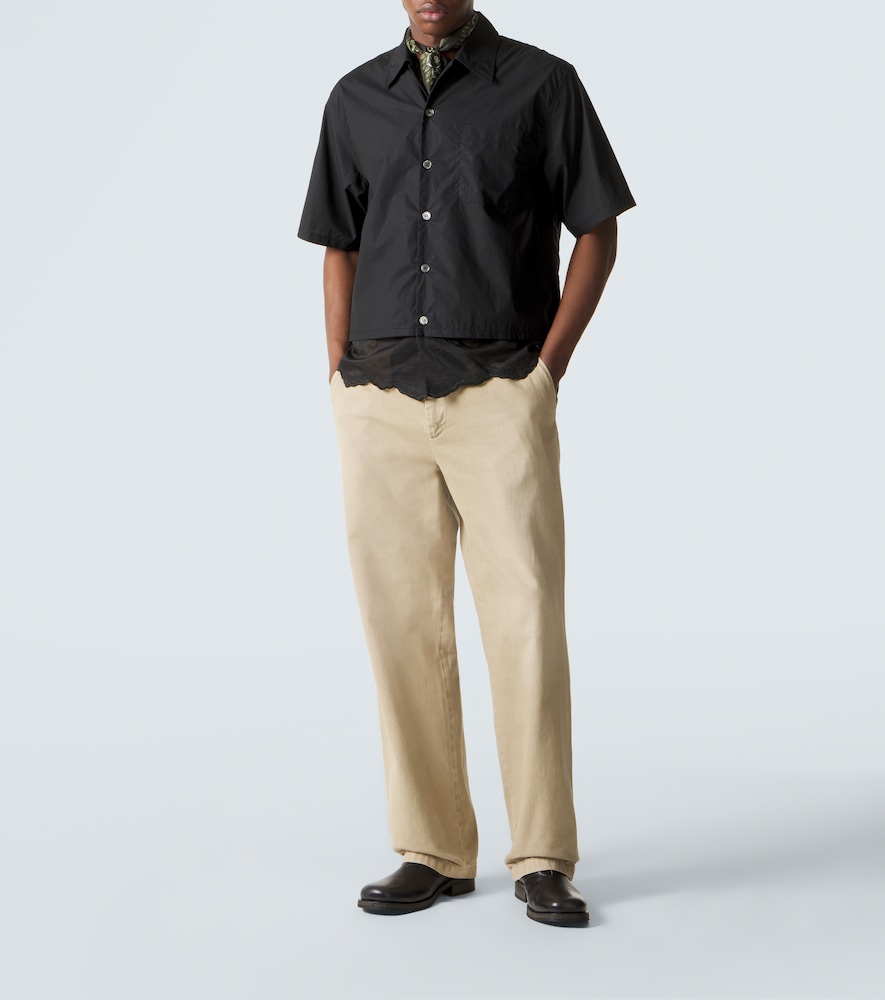 Embroidered cotton poplin shirt