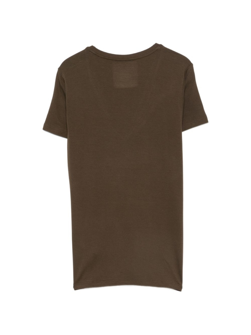 Brown V-Neck Short Sleeves T-Shirt