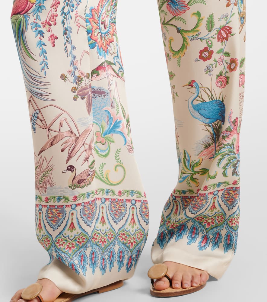 Floral wide-leg pants