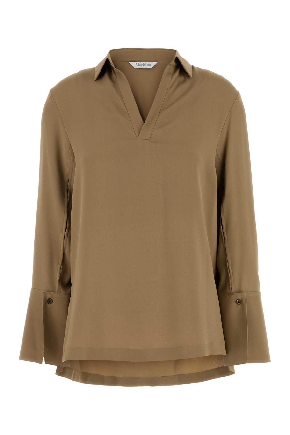 Silk-Elastane Blouse — Beige