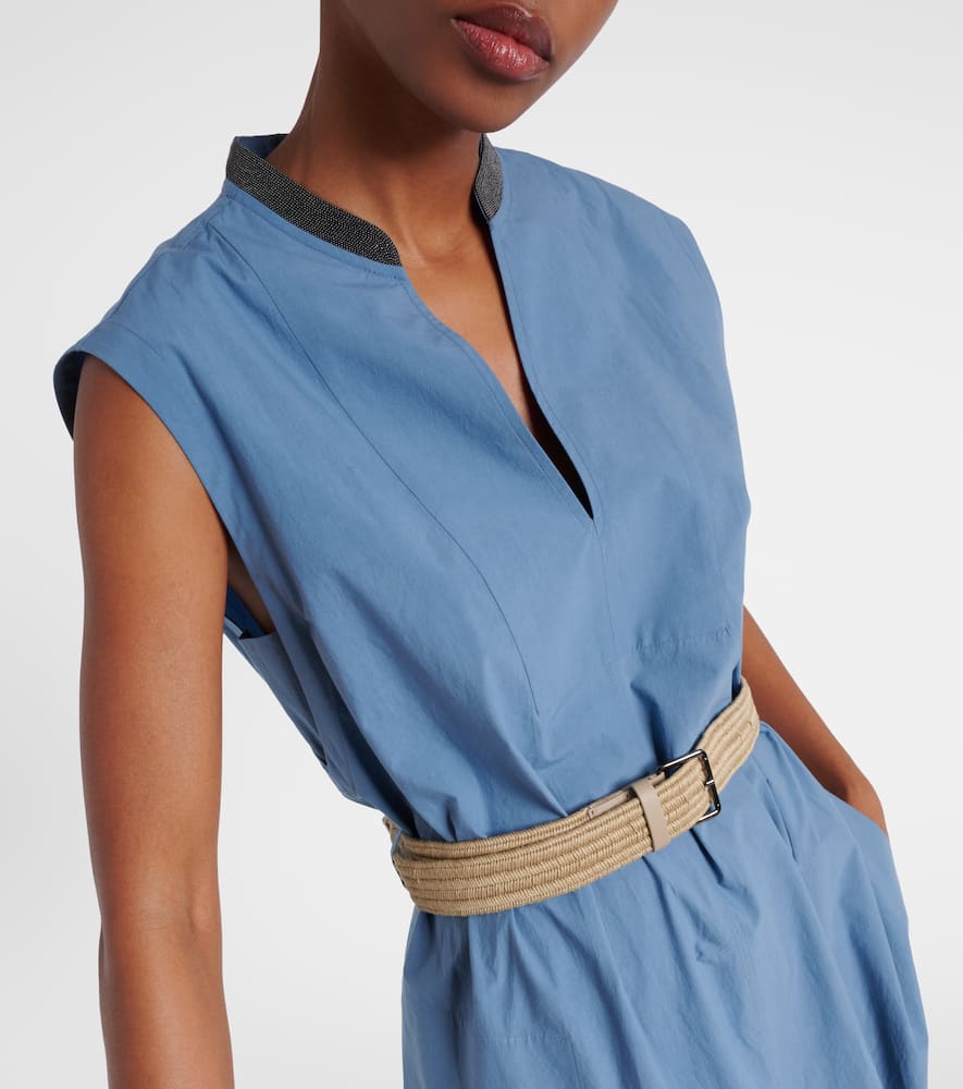 Embellished cotton poplin maxi dress