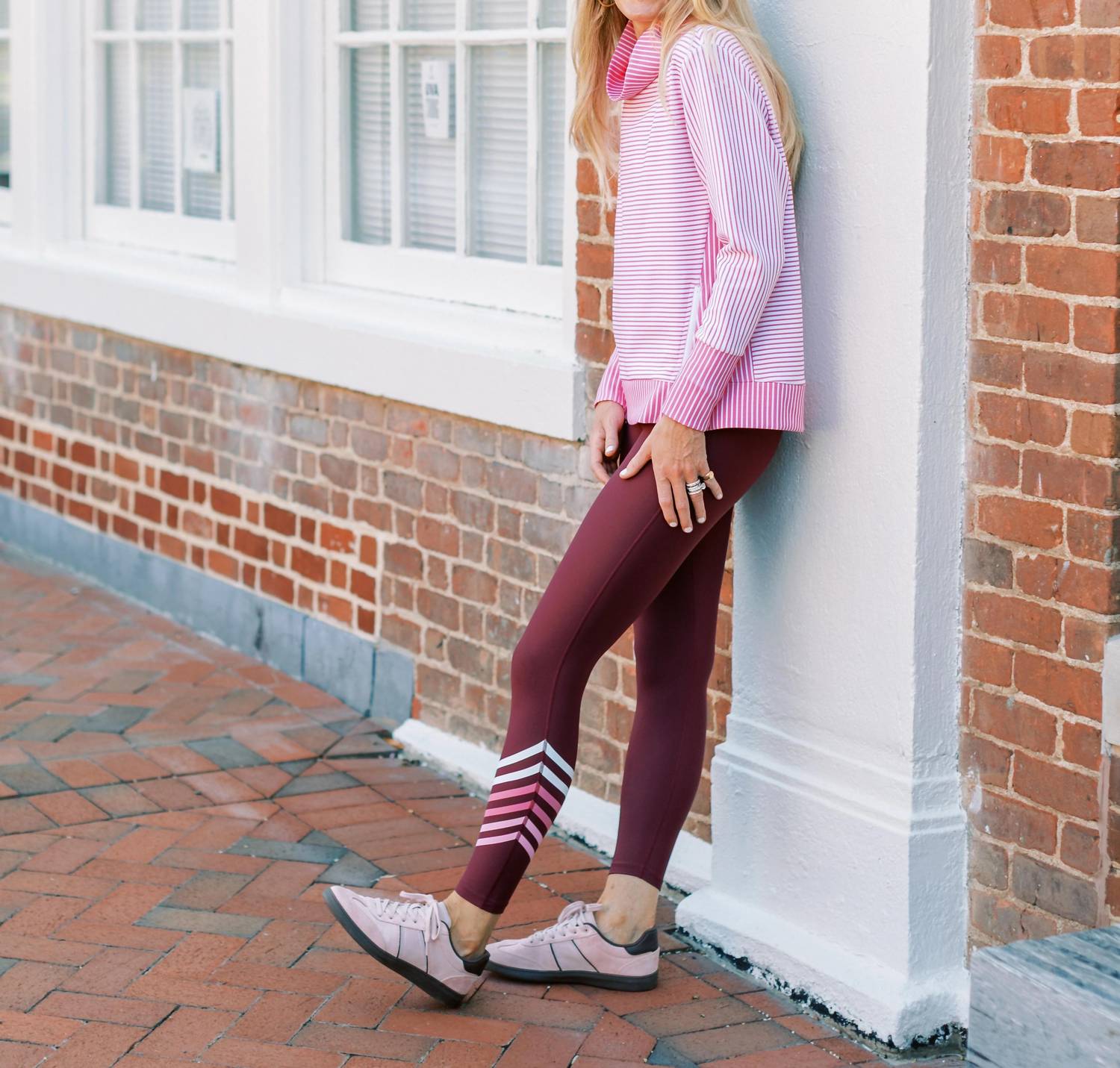 Everyday Leggings In White Rose Bubblegum