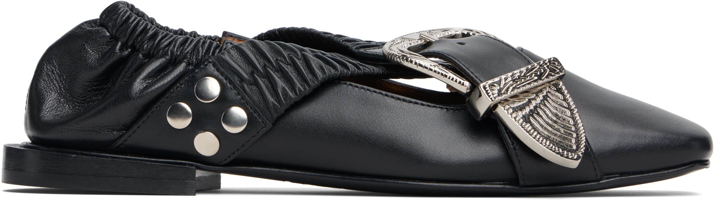 Black Cross Strap Ballerina Flats